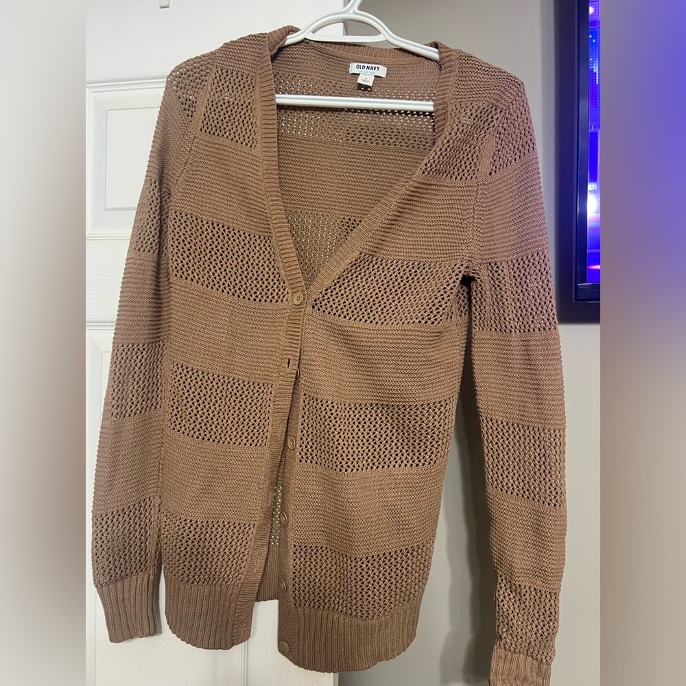 Old Navy Brown Open-Knit Cardigan
